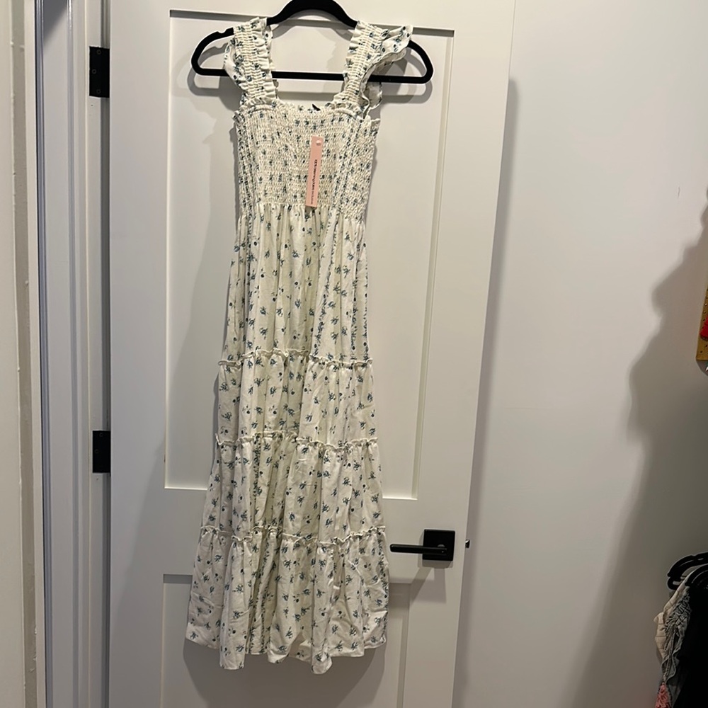 NWT Aqua Smocked Ruffle Maxi Dress